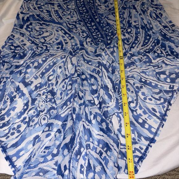 BOSTON PROPER Blue White Paisley Print Boho High Low Sundress Size 8 EUC - Picture 11 of 13